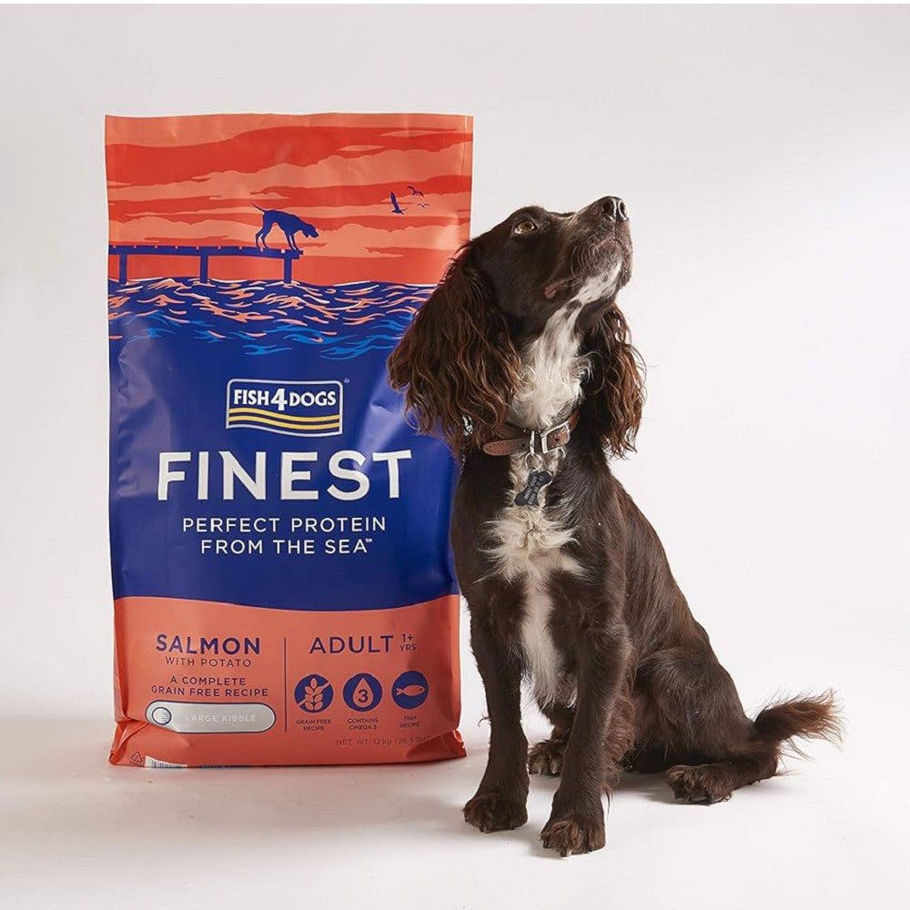 Fish4Dogs Finest 無麩質低敏成犬乾糧 - 三文魚配方（大粒/細粒） 1.5kg/6kg/12kg