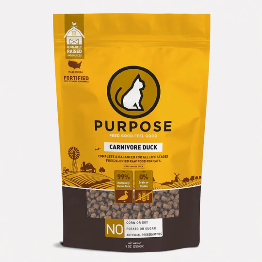 Purpose-普斯（肉粒）單一蛋白 - 鴨肉 凍乾生肉主糧 (全貓用) 9oz