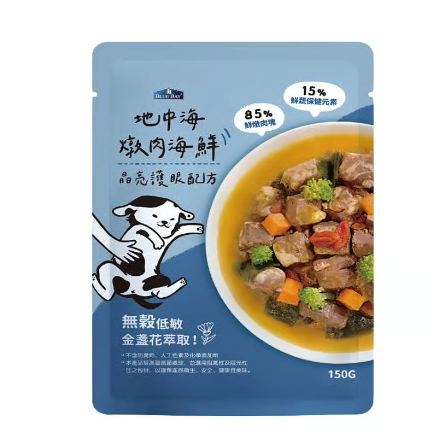 BLUE BAY 狗狗鮮食餐包 純肉 JUMBO系列 地中海燉肉海鮮 150g