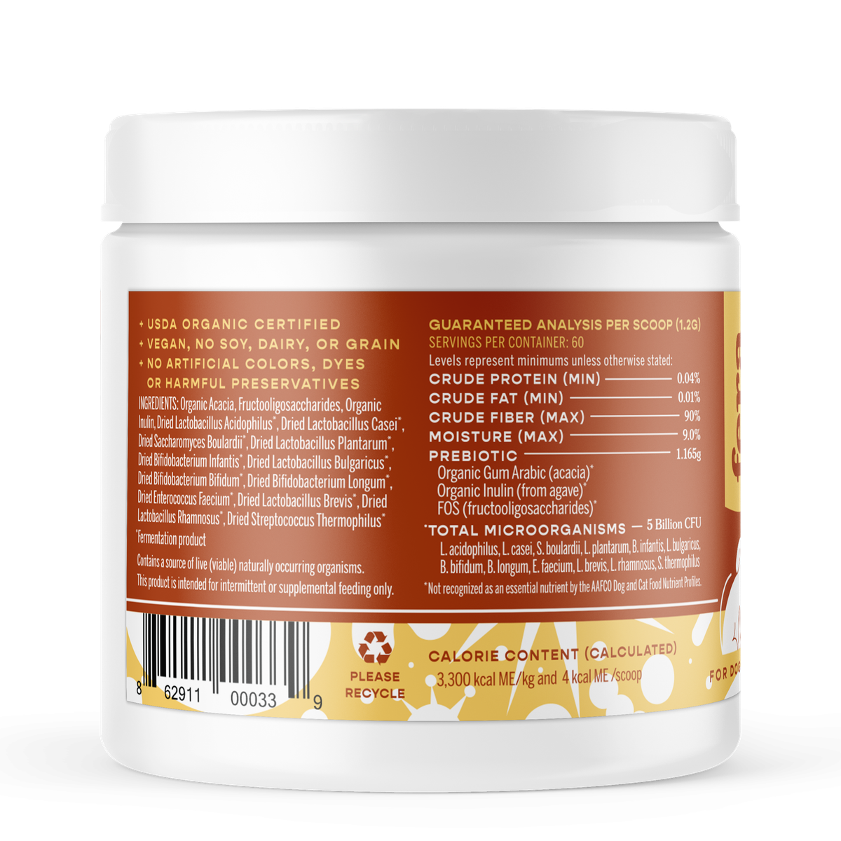 fera pets - USDA 有機益生菌及益生元營養粉 72g - 貓狗適用 (獸醫研發|美國製造)