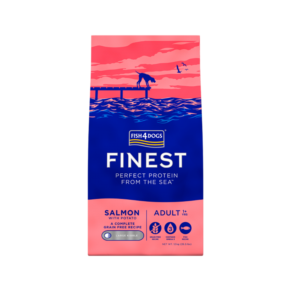 Fish4Dogs Finest 無麩質低敏成犬乾糧 - 三文魚配方（大粒/細粒） 1.5kg/6kg/12kg