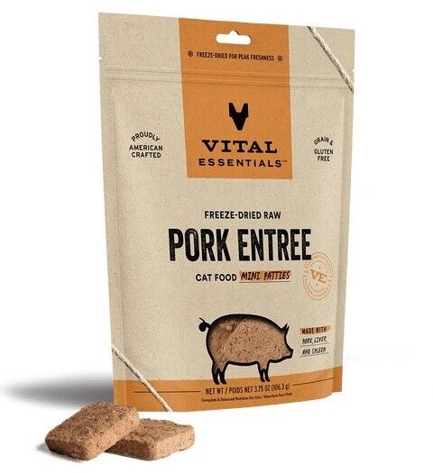 Vital Essentials 凍乾生肉主食 - 豬肉 ( 迷你 肉餅 ) 貓糧 3.75oz / 8oz / 15oz