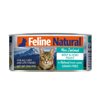 F9 Feline Natural 牛肉及藍尖尾鱈魚盛宴主食貓罐頭 85 g