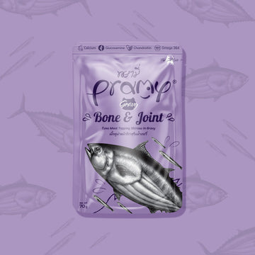 Pramy 功能性貓濕包[肉汁系列] - 強骨健骼 / 高級白肉吞拿魚＋小銀魚70g