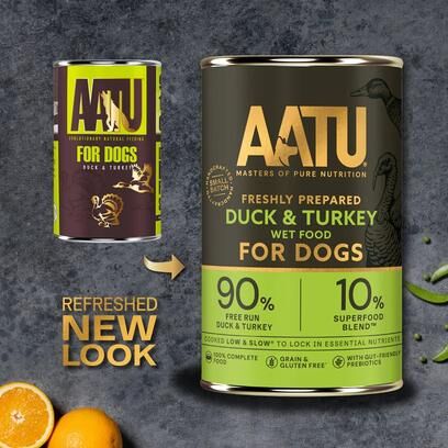 AATU全配方狗用主食罐頭 - 鴨肉、火雞肉400g