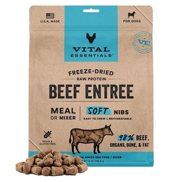 Vital Essentials 凍乾脫水生肉主食 - 牛肉 (軟肉粒) 狗糧 14oz