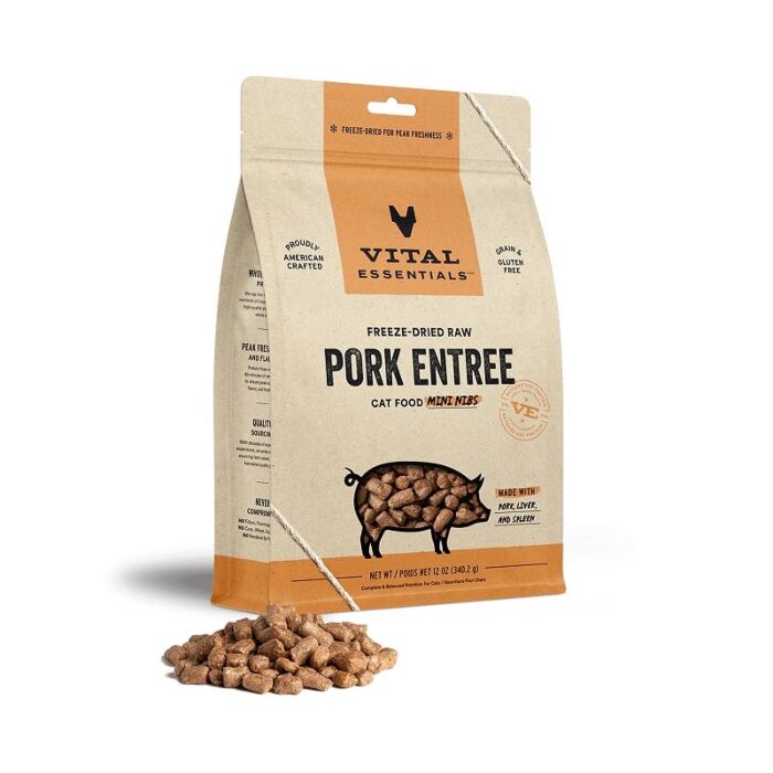 Vital Essentials 凍乾生肉主食 - 豬肉 (迷你粒) 貓糧 8oz / 12oz